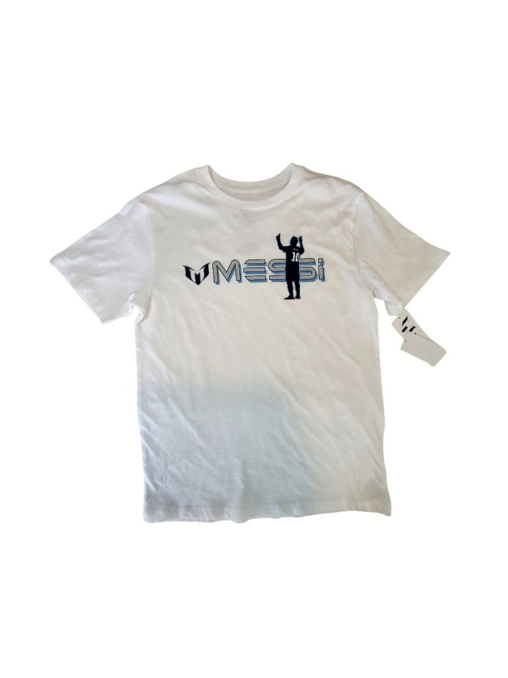 Messi Mens White Graphic T-Shirt Size  XL 100% Cotton Short Sleeve Crewneck